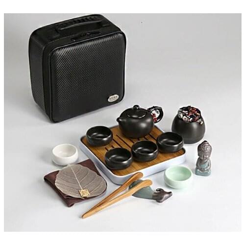Set of ceramic travel kungfu tea set Simple tea brewing set for outdoor tourism
