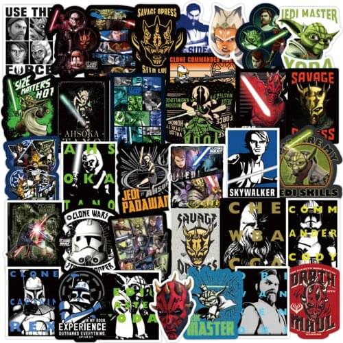 Star Wars Stickers Waterproof 10/50Pcs Anime Disney Skateboard Luggage Helmet Laptop Guitar Motorcycle Cartoon Sticker Kids Toys