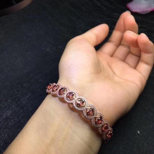 High Pure 100% Natural and Real Garnet Bangle 925 sterling silver Garnet Bangle