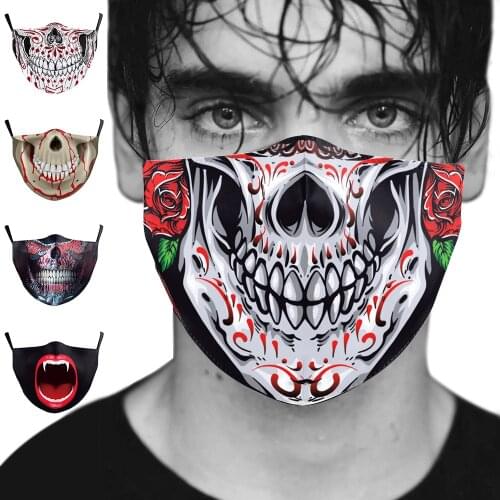 New Horror Joker Personality Mouth Face-Masks Halloween Skull Cospaly Womens Men Unisex Protection Breathable Adult Party Mask