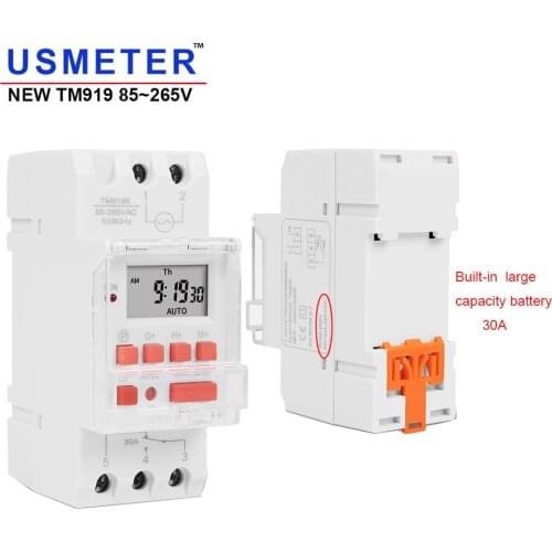 NEW TM919 85~265Vac 30A 5000W Din Rail Mounted 7 Days Programmable Digital Timer Switch Relay Control with Countdown Function