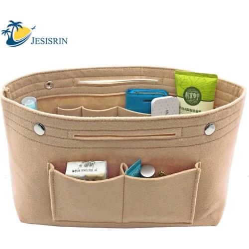 Makeup Storage Organizer,Felt Cloth Insert Storage Bag Multi-pockets Fits in Handbag Cosmetic Toiletry Bags for Travel Organizer