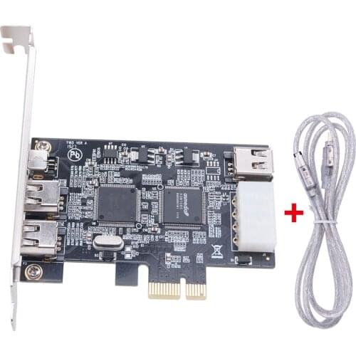 4 Ports 1394A Expansion Card PCI-E 1X to IEEE 1394 DV Video Adapter 1x 4Pin 3x 6Pin 1394 Controller Firewire Card for Desktop PC