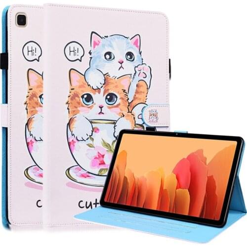 Cat Cartoon Cover Funda for Samsung Galaxy Tab A7 Lite 8.7 2021 Case SM-T220 SM-T225 Stand Kid Case for Tab A7 10.4 SM-T500 T505