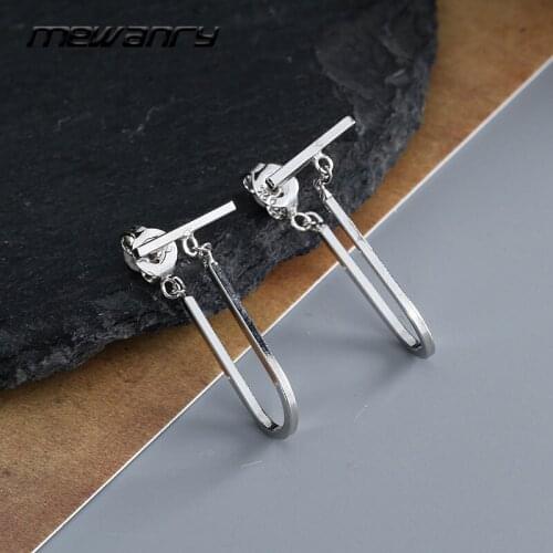 Mewanry 925 Sterling Silver Hoop Earrings for Women New Trend Punk Vintage Creative U Shaped Hip Hop Party Jewelry Birthday Gift