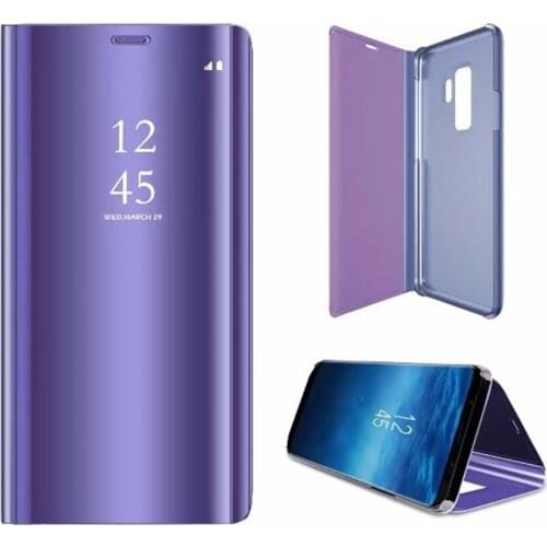 Smart Stand View Window Flip Case For Samsung A6 J6 2018 S9 Plus Mirror Clear View Phone Case For Samsung Galaxy Note 9 Note9