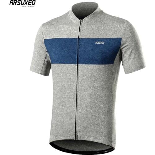 ARSUXEO Summer MTB Bicycle Shirt Reflective Mens Short Sleeve Cycling Jersey Quick Dry Mountain Bike Clothing Pro Team