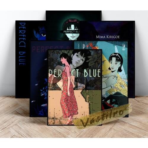 Movie Vintage Perfect Blue Poster, Japanese Animation Film Wall Picture, Beautiful Girl Comic Character Wall Art, Fans Collect