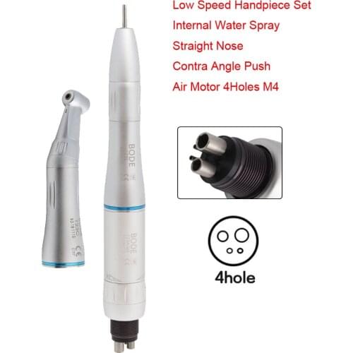 Dental Inner Low Speed Handpiece Set Internal Irrigation System Straight Nose Contra Angle Air Motor 4 Hole M4 Air Turbine