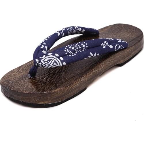Japanese Geta Traditional Clogs Kimono Samurai Cosplay Wooden Shoes Boy Outdoor Slippers Beach Wear Flip Flops Chanclas Hombre