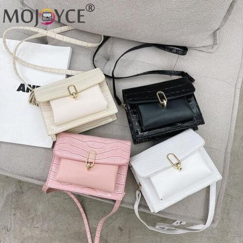 Women Casual PU Leather Pure Color Chain Handbag Purse Fashion Women Patchwork Stone Pattern Shoulder Bag Solid Color