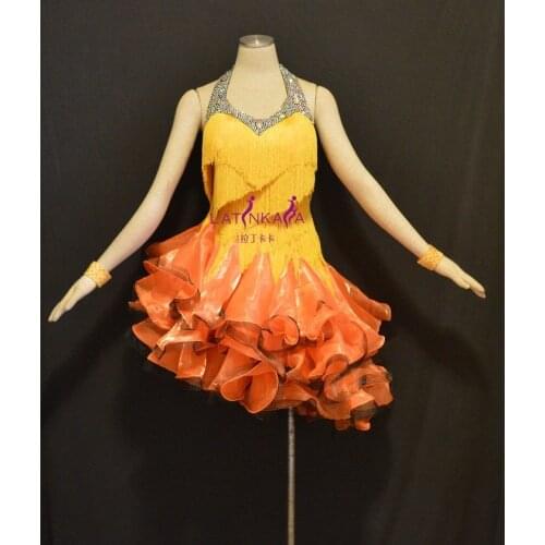 KAKA-NL1518,Women Dance Wear,Pear Beading Latin Dress,Salsa Dress Tango Samba Rumba Chacha Dress,women dance dress