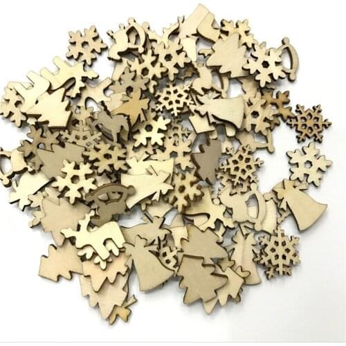 1000PCS Christmas Scrapbooking Home Decoration Carft DIY Handmade Natural Wooden Santa Claus Mixed Shape Wood Craft