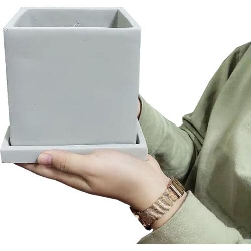 12cm Square Concrete Pot Mould Silicone 2pcs / Set Oval Design Potted plant container cement garden pot making DIY