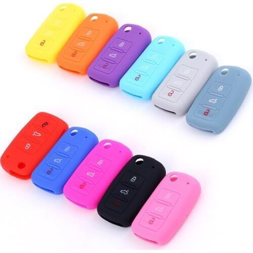 2@# Car Key Case Silicone Auto Key Accessories Cover Keyless Shell Protector 10 Colors 1Pcs Hot Products 3 Buttons Silicone