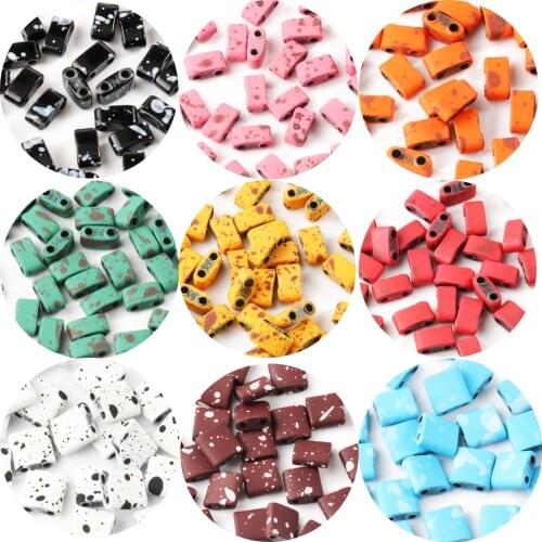 30 Colors Double Hole Painted Smooth Gallstones Seed Stone Beads For Jewelry Making DIY Bracelet Accessories 5x3x2mm 5x5x2mm