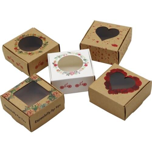 50 Pcs Craft Kraft Paper Box Packaging Wedding Party Small Gift Candy Favor Package Boxes Event Favor Supplies