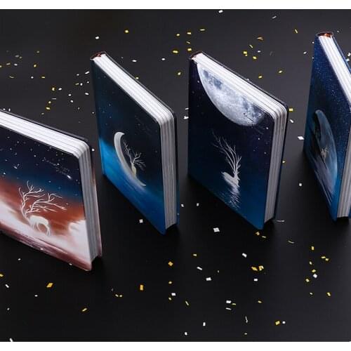 A5 Notepad Journal Moonlight Printing paper Hard Cover 80g 128sheets Color Paper(4PCS)