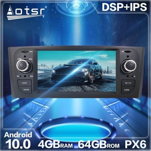 Aotsr Android 10 4+64GB Car Radio Player GPS Navigation DSP For Fiat Punto 2009-2015 for Linea 2011+ Stereo Multimedia Headunit