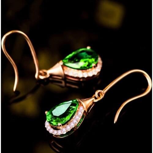 BLACK ANGEL Emerald Pigeon blood Red 18K Rose Gold Water Drop Ruby 925 Silver Dangle Earrings for Women Jewelry Gift Wholesale