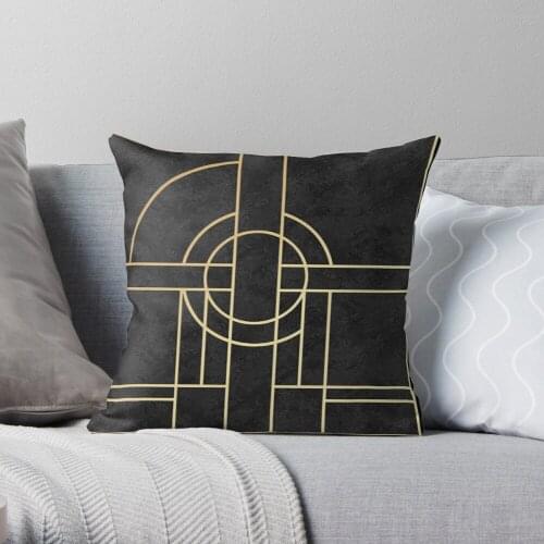 Art Deco Black Marble Throw Pillow Cushion Cover Polyester throw pillows case on sofa home living room car seat decor 45x45cm