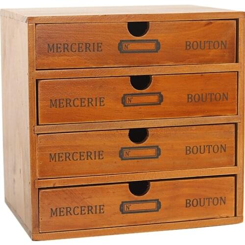 Wooden storage box office desktop 4-layer drawer type small cabinet multifunctional storage cabinet