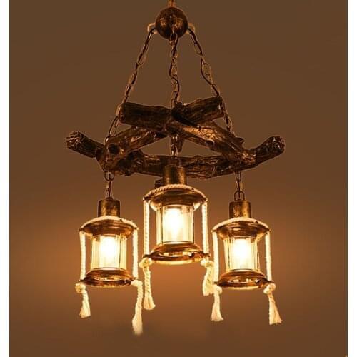 Chinese style retro resin chandeliers bars restaurants tea houses American style antique wooden chandeliers free shipping