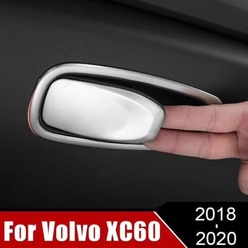 For Volvo XC60 2018 2019 2020 Stainless Steel Car Copilot Glove Box Door Bowl Handle Cover Trim Stickers Interior accessories