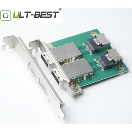 ULT-BEST Dual 2 Port Mini SAS 26Pin SFF-8088 To Mini SAS 36P SFF-8087 Adapter In PCI Bracket