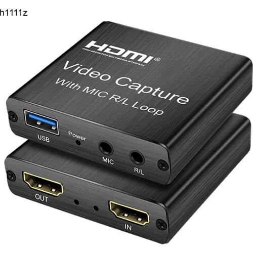 4K HDMI Video Capture Card 1080p Board Game Capture Card USB 2.0 Recorder Box Device for Live Streaming Video Recording Loop Out