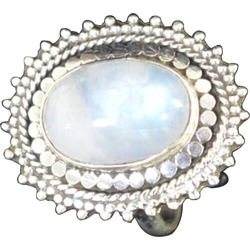 Lovegem Nature Rainbow Moonstone Ring 925 Sterling Silver,Size:7.25 , AR2719
