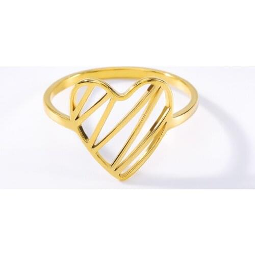 Open Heart Anillos Rose Gold Zigzag Love Heart Rings For Women Fashion Jewelry Stainless Steel Contemporary Ring Engagement Gift