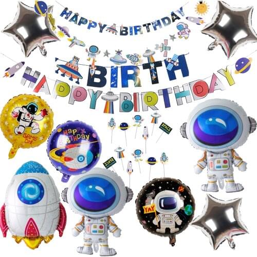 Outer Space Party Giant Rocket Astronaut balloons Rocket Foil Balloons Galaxy Theme Party Baby Boy Kids Birthday Party Decor