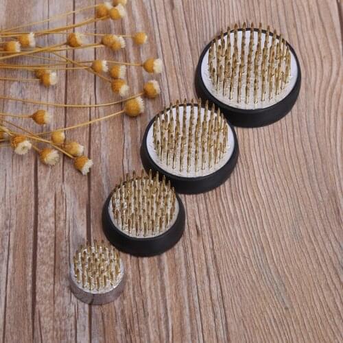 Round Ikebana Kenzan Flower Frog With Rubber Gasket Art Fixed Arranging Tools