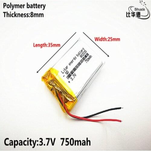 Liter energy battery Good Qulity 3.7V,750mAH,802535 Polymer lithium ion / Li-ion battery for TOY,POWER BANK,GPS,mp3,mp4
