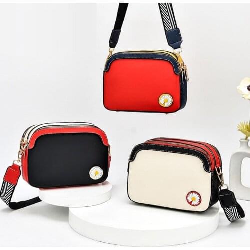 Fashion Luxury Handbags Women Daisy Flowers Shoulder Bag Women Three-level Space Crossbody Bags Large Capacity Small Square Bag