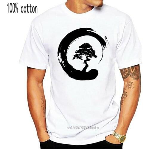La Maxpa Humor zen bonsai tree japanese yin yang temple men t shirt cartoon summer regular t-shirt Crew Neck regular tshirt