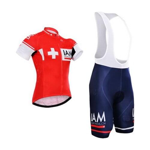 2015 IAM TEAM RED Mens Cycling Jersey Short Sleeve Bicycle Clothing With Bib Shorts Quick-Dry Ropa Ciclismo