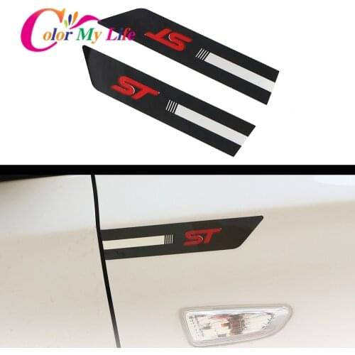 Car ST Side Fender Decoration Sticker for Ford Focus 2 3 4 MK2 MK3 Fiesta Mondeo Escape Kuga EcoSport Explorer Edge Fusion