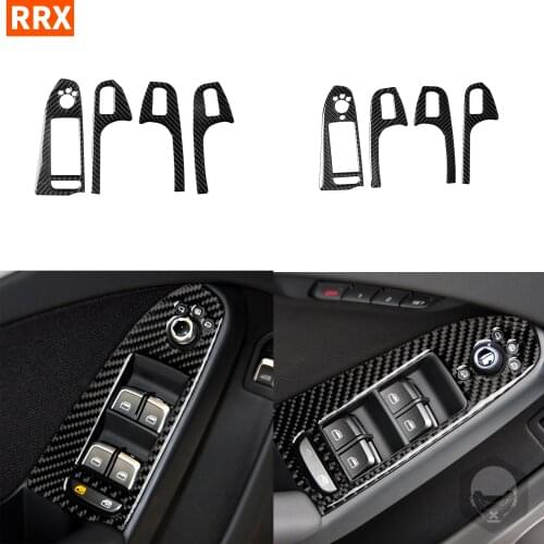 For Audi A4 B8 2009-2016 A5 2008-2017 Q5 2009-2017 Carbon Fiber Stickers Door Window Lifting Control Interior Car Accessories