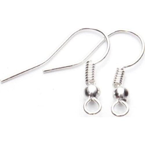 Earring clasps settings diy hanging ear hooks smooth blank classic accessories silver metal iron jewelry findings 100pcs / lot