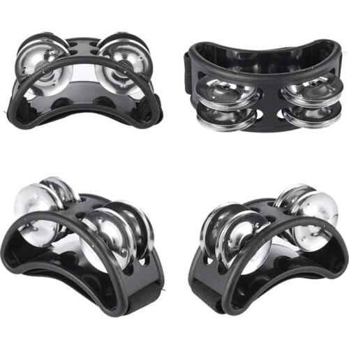 New Collection High Quality Foot Tambourine 2 Sets Metal Jingle Bell Percussion Musical Instrument