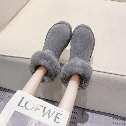 Winter new snow boots womens shoes womens warm simple short boots warm cotton shoes students thick velvet flat non-slip boots