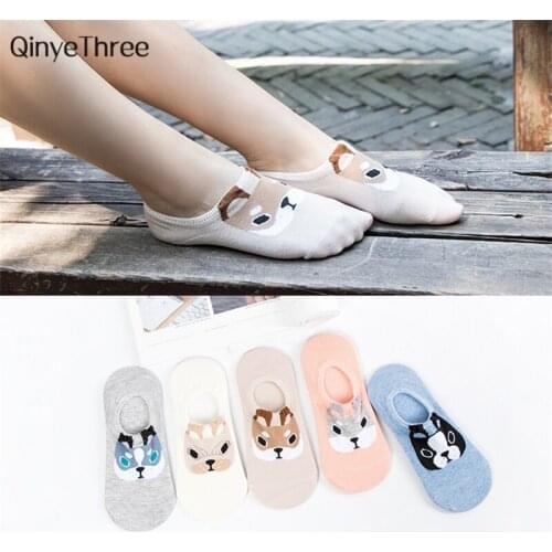 New Fashion Cute Animal Cotton Socks Female Kawaii Dog Summer Short Sock Slippers Men Women Casual Soft Funny Puppy Boat Socks