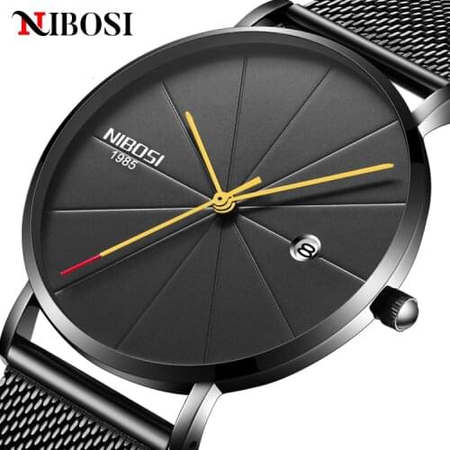 NIBOSI New Simple Ultra-thin Business Men Watch Automatic Date Sport Waterproof Casual Wristwatch Quartz Clock Relogio Masculino