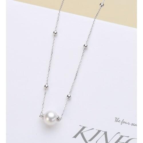 S925 Sterling Silver Pearl Necklace Chain with Pendant Mountings Necklace Findings Jewelry Parts Fittings Accessories