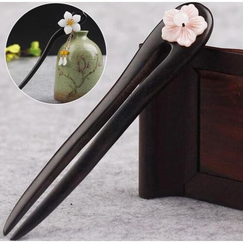 Vintage Hair Stick Pick Natural Wooden Sandalwood Chinese Style Chopsticks Ethnic Hair pin Women Hairpins Jewelry Accessories