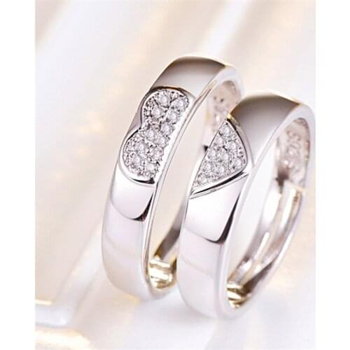 Personalized Stainless Steel Heart Couple Set Promise Ring - Heart Jewelry, His and Her Ring, Alternative Engagement Wedding