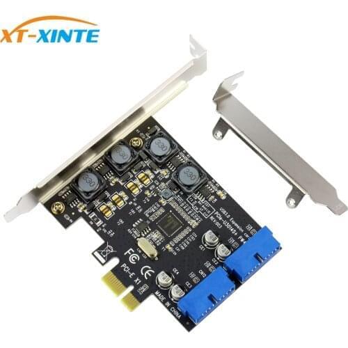 USB3.0 PCI-E PCI Express X1 Expansion Card Front 5Gb/s USB 3.0 HUB 19PIN Interface Controller Adapter 120X69X90mm for PC Desktop