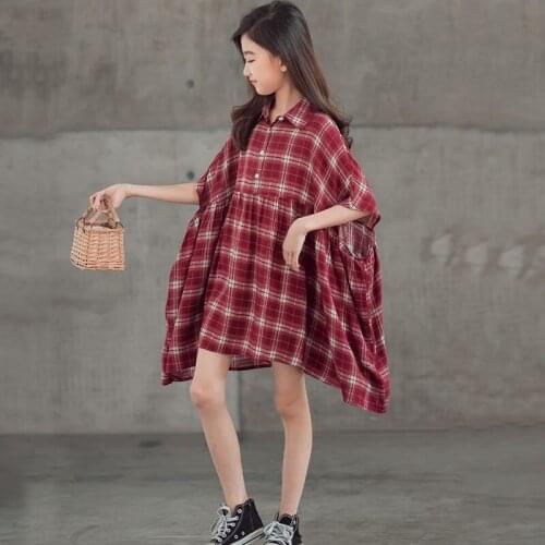 Teenage Girl Princess Dresses Summer 2021 Kids Turn Down Collar Loose Shirts Dress For Girls Clothing Mother And Daughter Dress